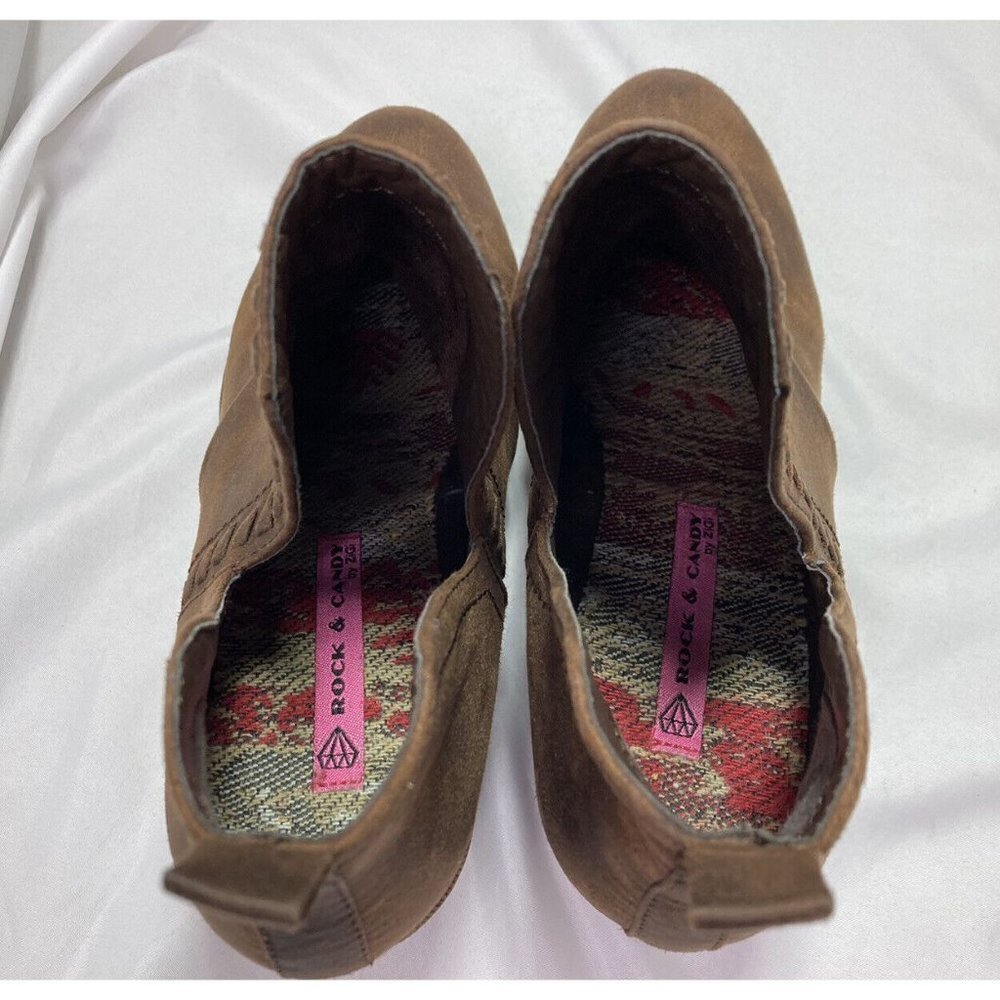 Rock & Candy Lipton Chelsea Booties Brown Womens Size 7 Block Heel Slip-On - Picture 6 of 9